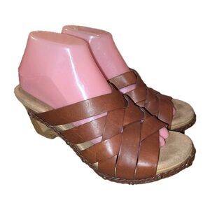 DANSKO TORY Sz 8.5-9 Brown Whimsygoth Y2K Grunge Boho Wooden Slide On Sandals